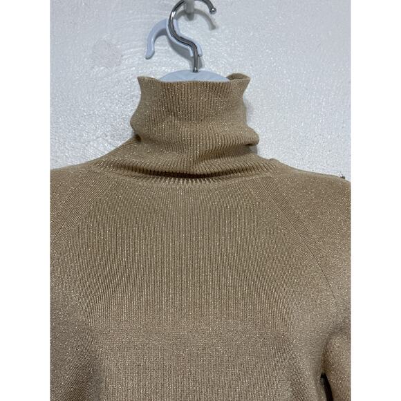 VTG Y2K Cache Gold Rhinestone Turtleneck Tunic M City Nights Holiday New Years - Picture 7 of 15